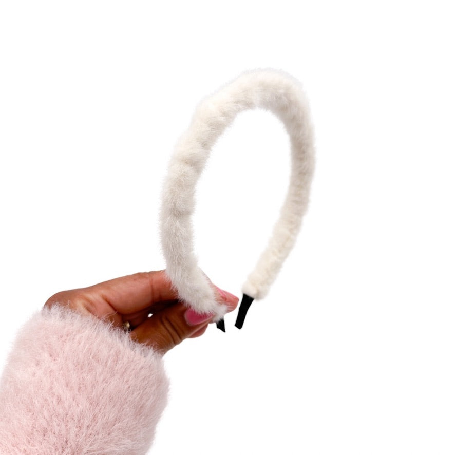 Furry Headband - White