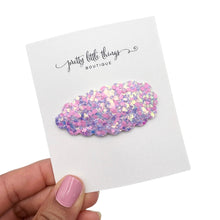 Load image into Gallery viewer, Mermaid Glam Glitter - Purple/Pink - Snap Clip 2.25” (3 for $10)
