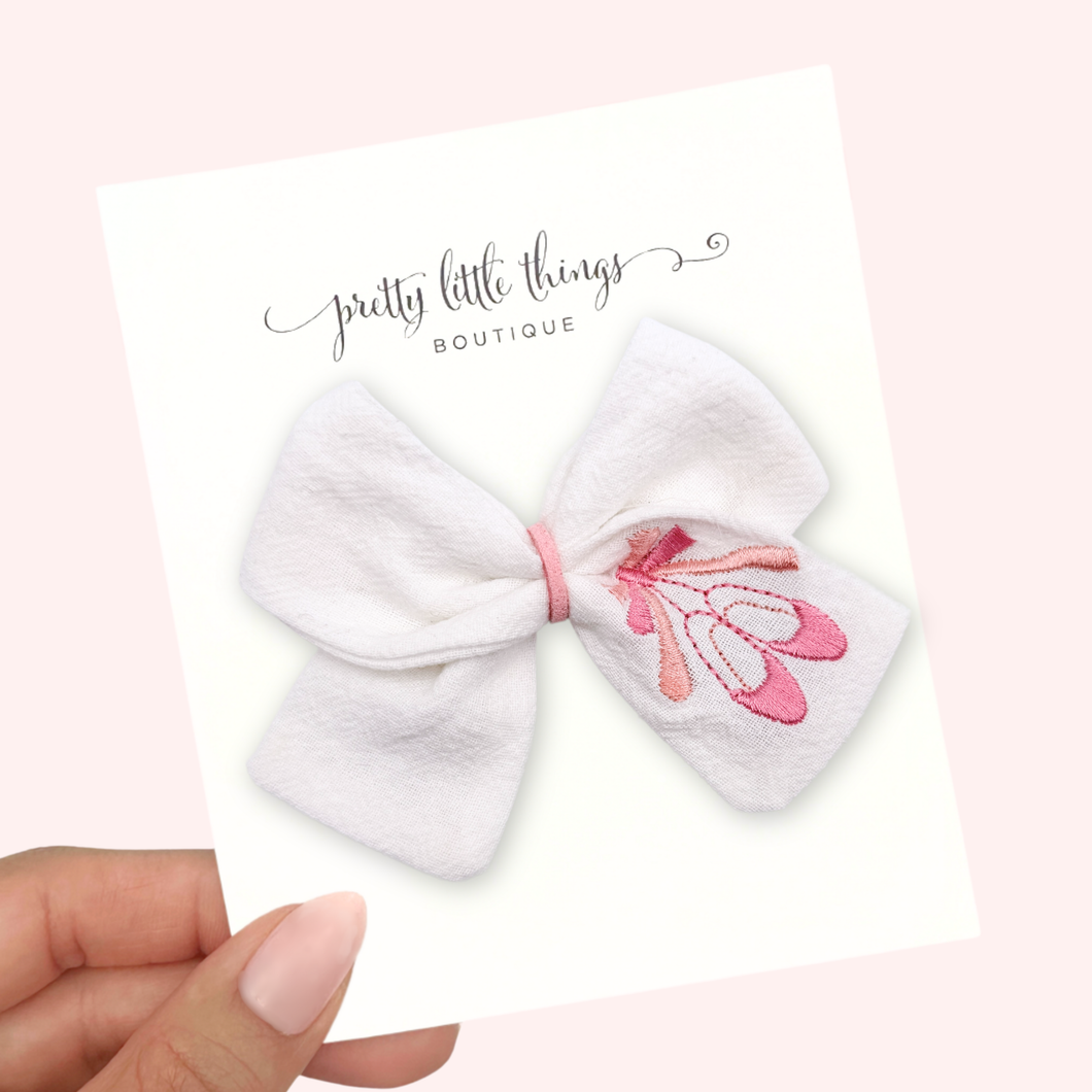 Ballet Shoes - Embroidered - Bow 4”