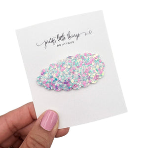 Mermaid Glam Glitter - Turquoise/Pink - Snap Clip 2.25” (3 for $10)