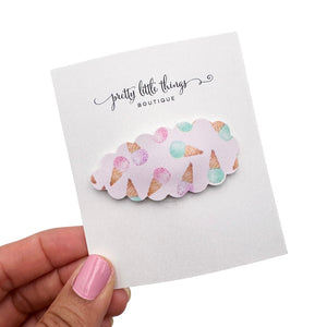 Watercolor Ice Cream - Snap Clip 2.25” (3 for $10)