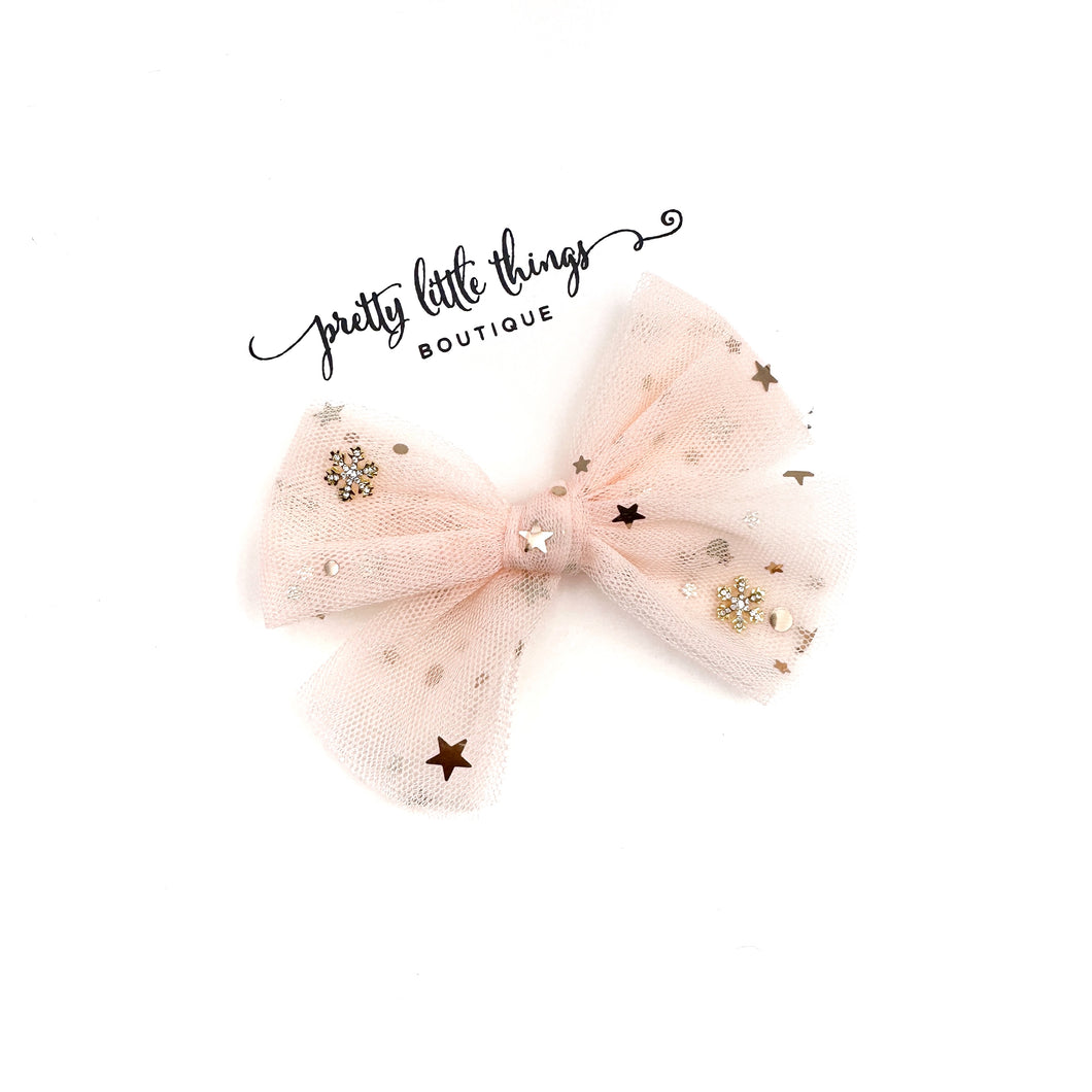 Fancy Snowflake - Gold - Tulle - 3.5”
