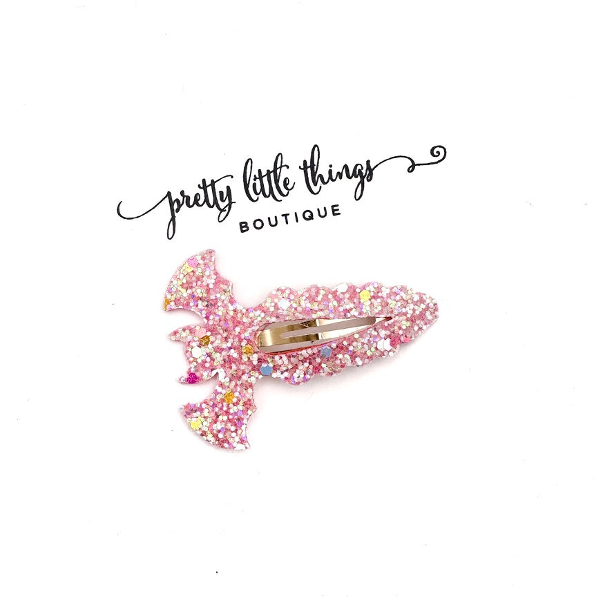 Bat Open Snap Clip - Pink - Glow in the Dark