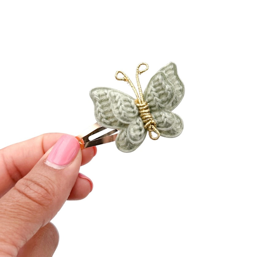 Sage Woven Butterfly Clip