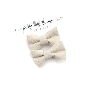 Embroidered - Beige - Pigtails - 2”