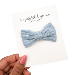 Knit Bow - Blue - 3”