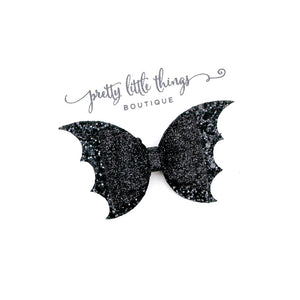 Bat Bow - Glitter Black - 3.5“