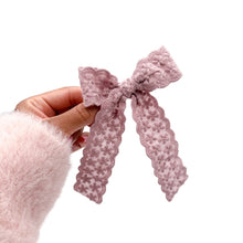 Load image into Gallery viewer, Lace Long Tail Bow - Dusty Mauve
