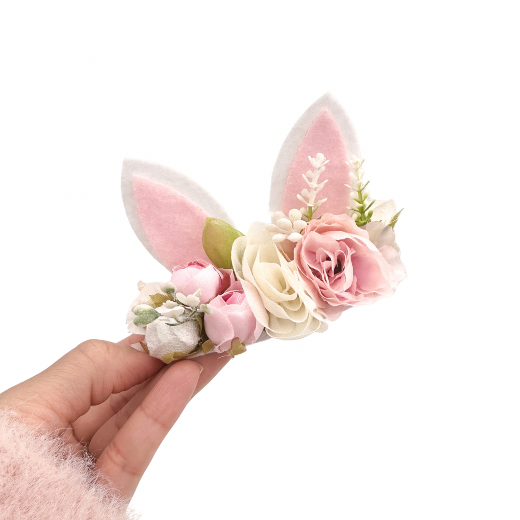 Bunny Floral Crown - Pink - Nylon Headband