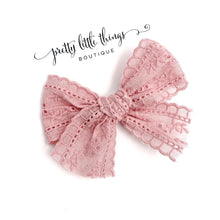 Load image into Gallery viewer, Lace - Pink - Nola Handtied Bow - 3.75”
