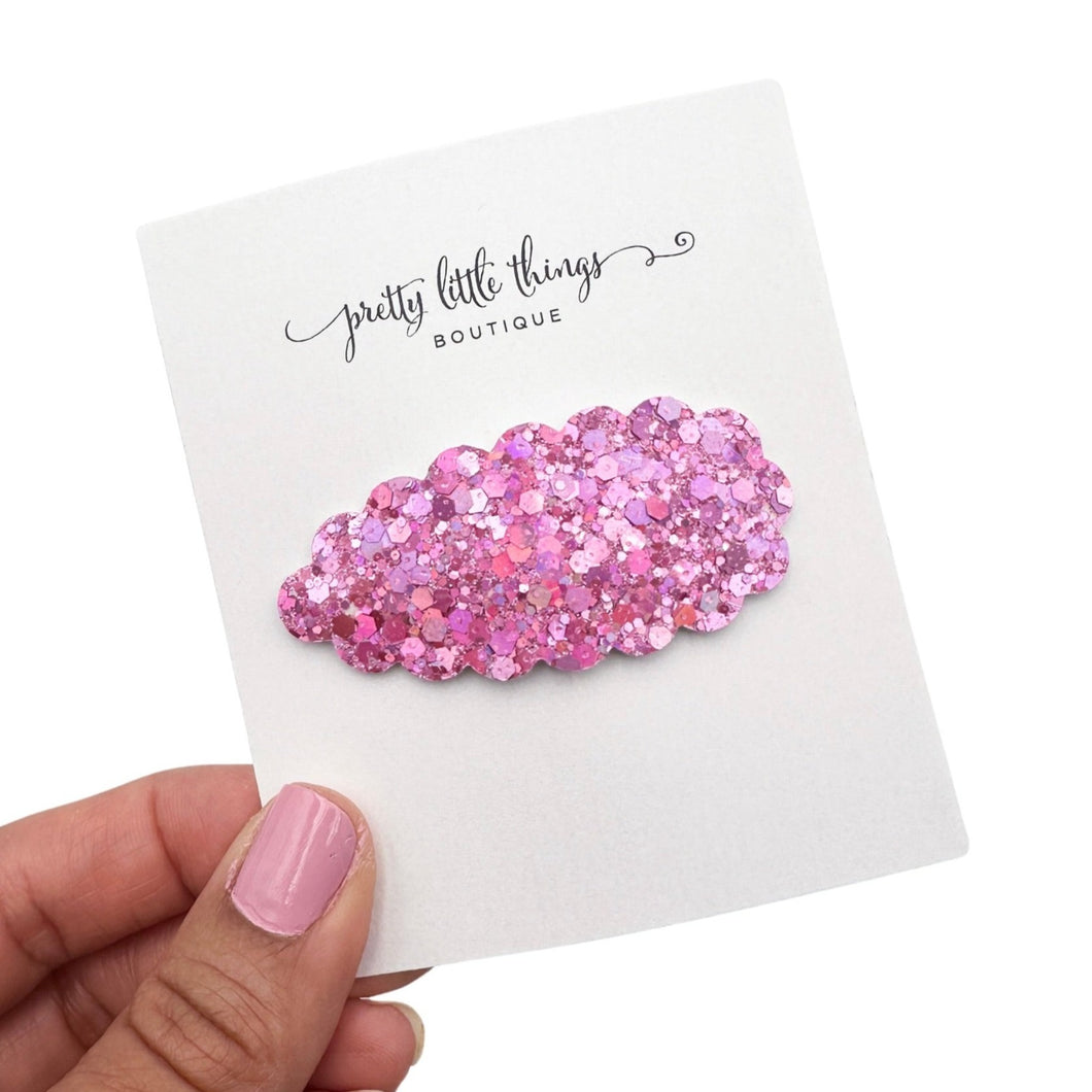 Deep Pink Glam Glitter - Snap Clip 2.25” (3 for $10)