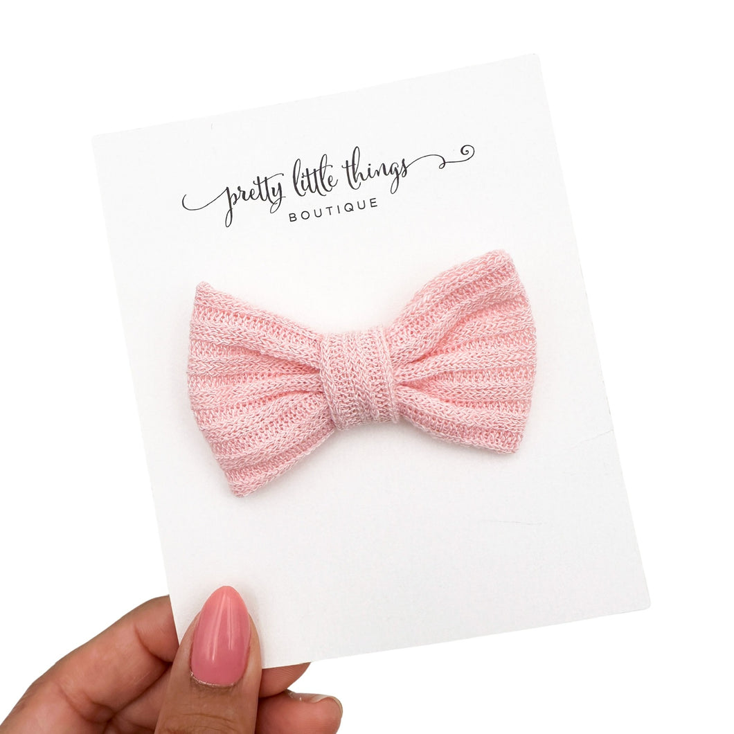 Knit Bow - Pink - 3”