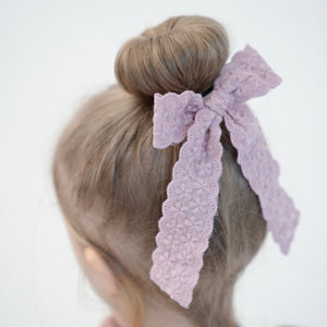 Lace Long Tail Bow - Blue