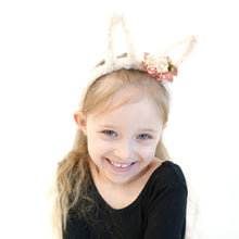 Load image into Gallery viewer, Furry Bunny Ears - White - w/ removable flowers
