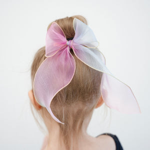Gold Trim Ribbon Bow - Cotton Candy - Extra Large
