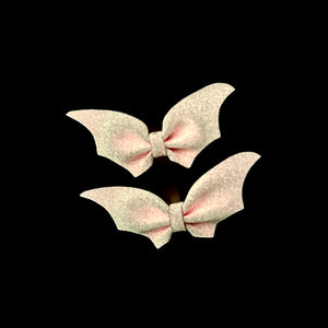Glitter Bat Pigtails - Pink - 2.75” - Glow in the Dark