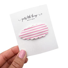 Load image into Gallery viewer, Pink Shimmer Stripe - Snap Clip 2.25” (3 for $10)
