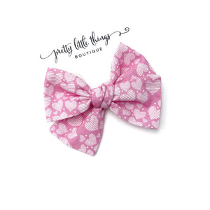 Pink Hearts - Nola Handtied Bow 3.75”