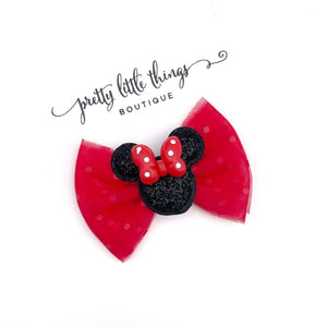 MM - Red - Tulle Bow 3”