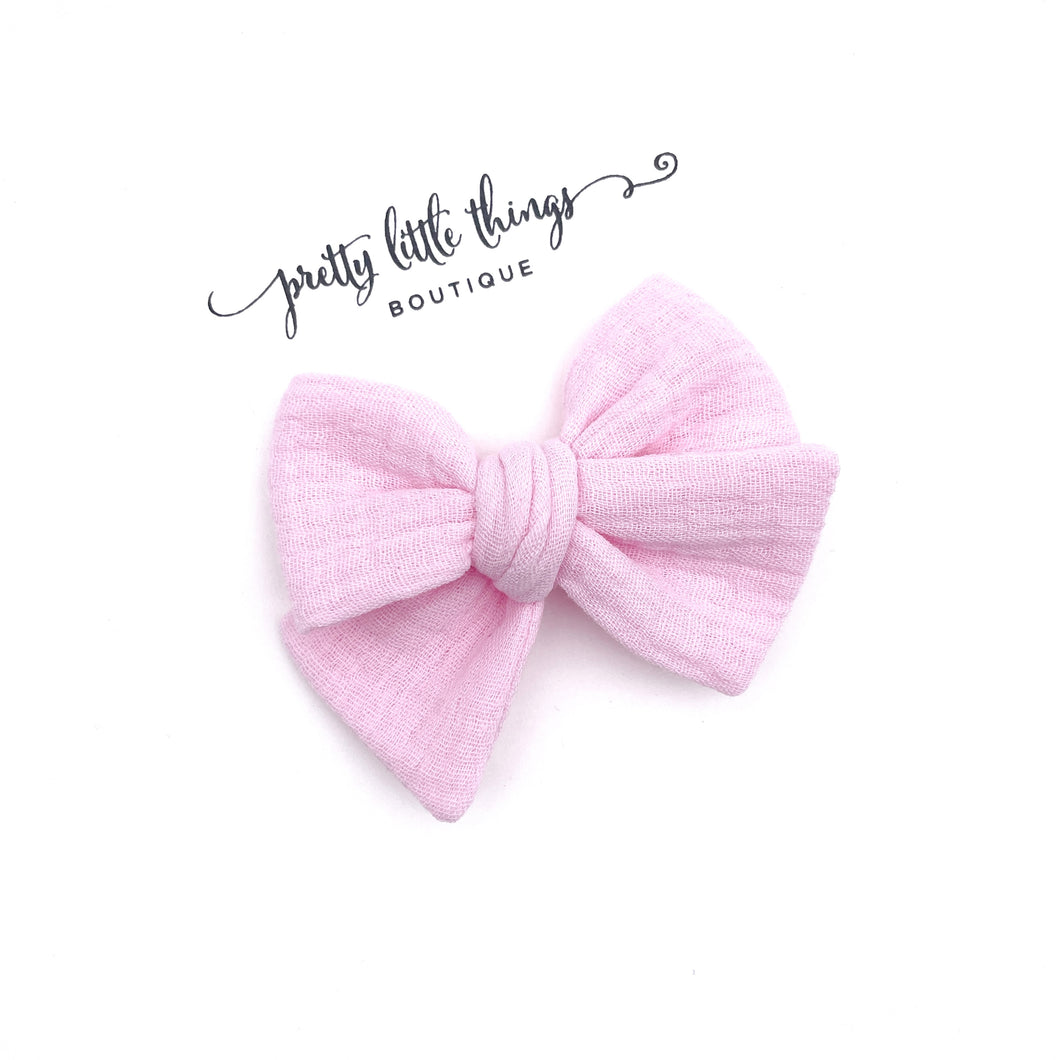 Soft Muslin - Pink - Hazel Handtied Bow 3.5”