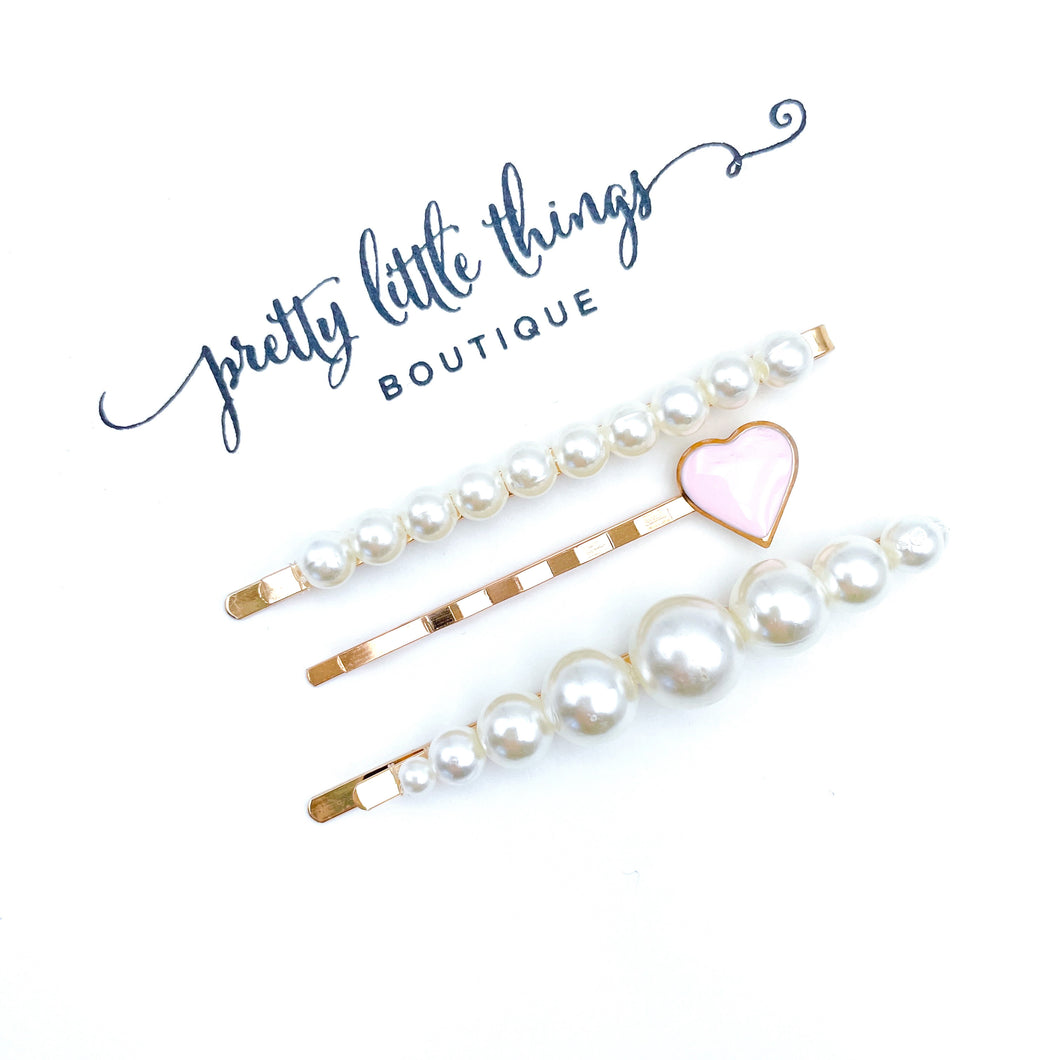 Pearl Heart Clip Stack
