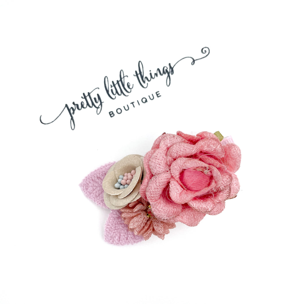 Floral Clip - Dark Pink - 2.75”