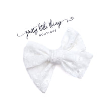 Load image into Gallery viewer, White Eyelet Lace - Hazel Handtied Bow 3.5”
